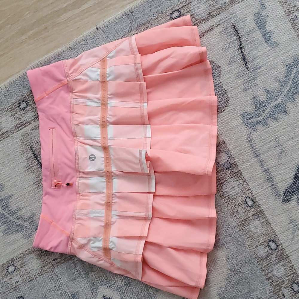 Lululemon Pace Setter Skirt Gros Gingham Bleached Coral / Pop Orange HTF sz4 - Picture 8 of 10